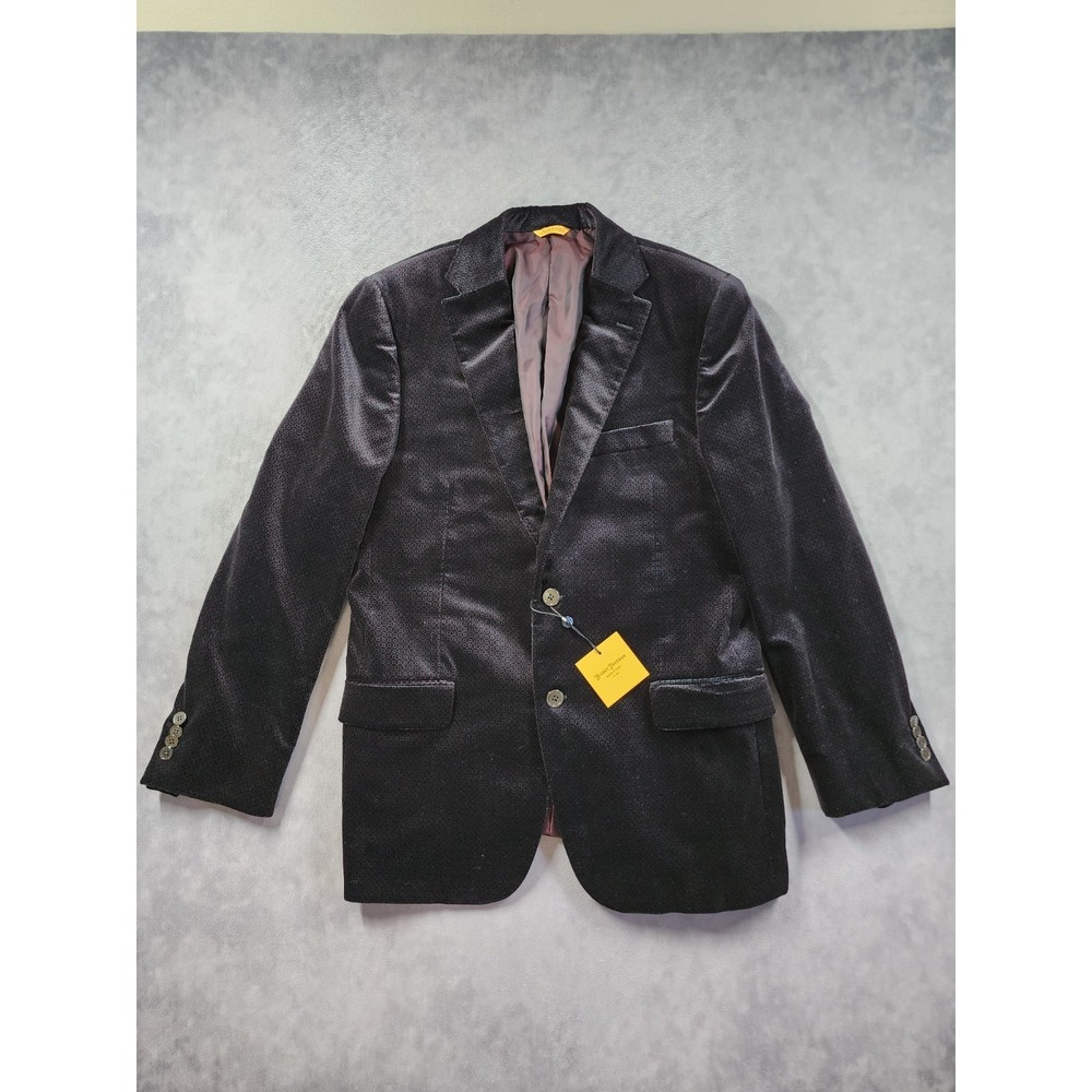 Hickey Freeman Beacon Velvet Geometric Blazer Sport Coat Mens 42Reg Black Red